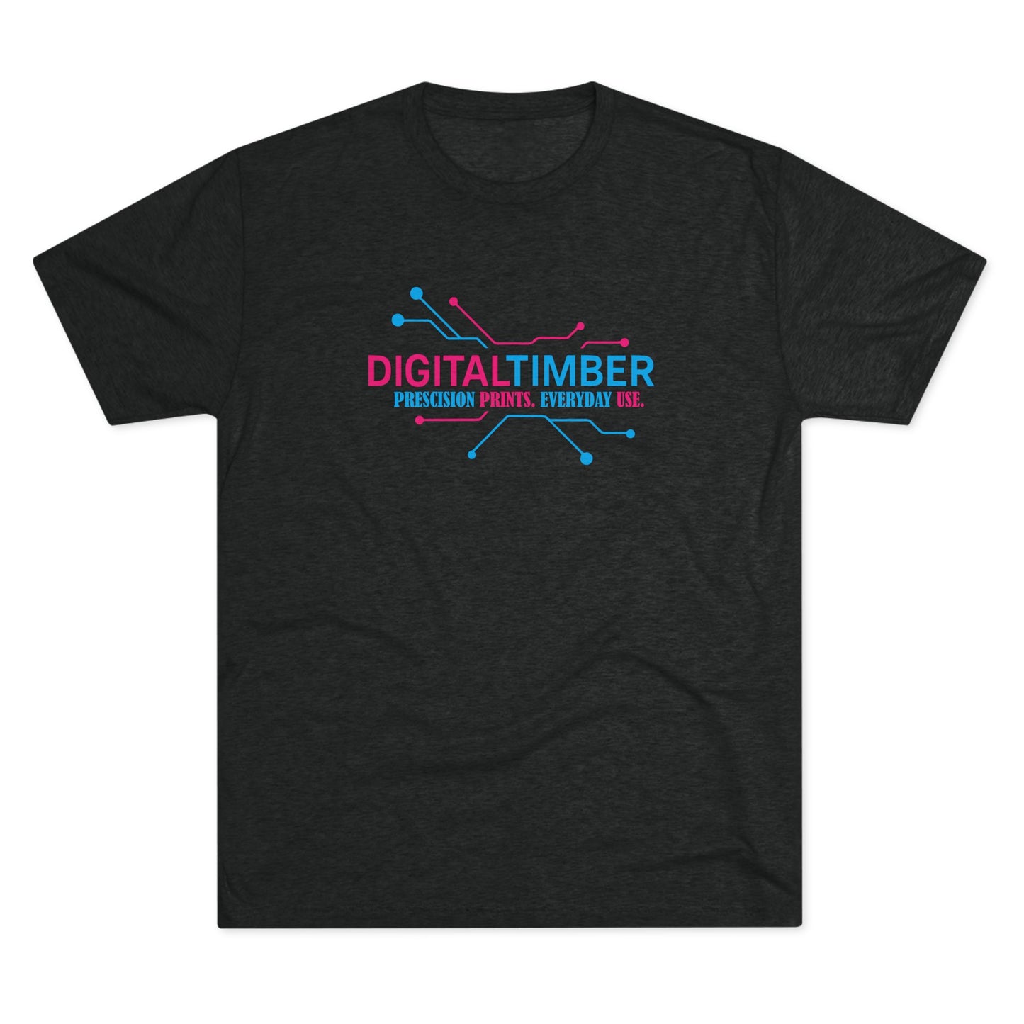 Vintage black t-shirt with crossed tools logo and bold DigitalTimber text, soft tri-blend shop tee