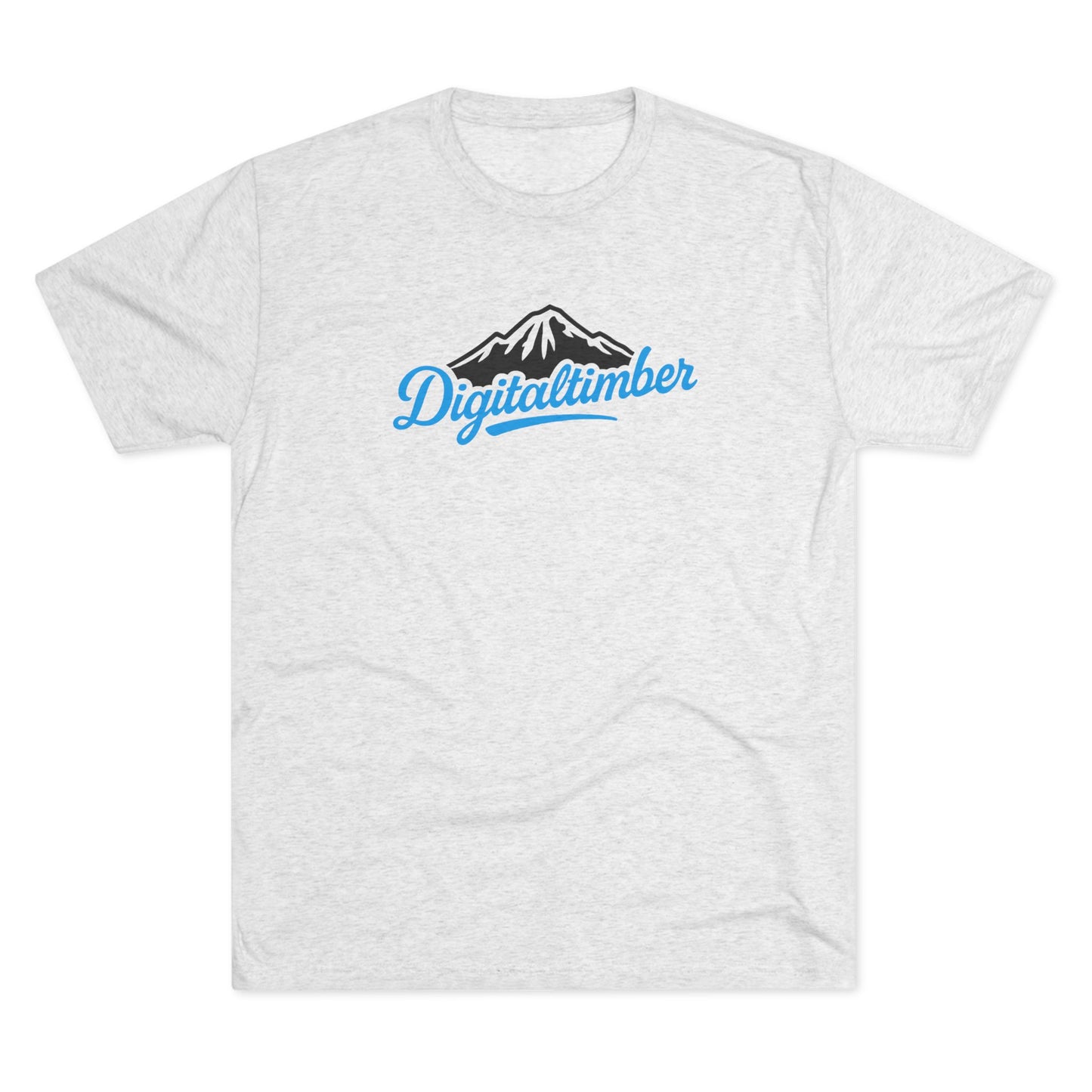 Heather gray t-shirt with bold orange and black DigitalTimber logo centered on front, classic fit