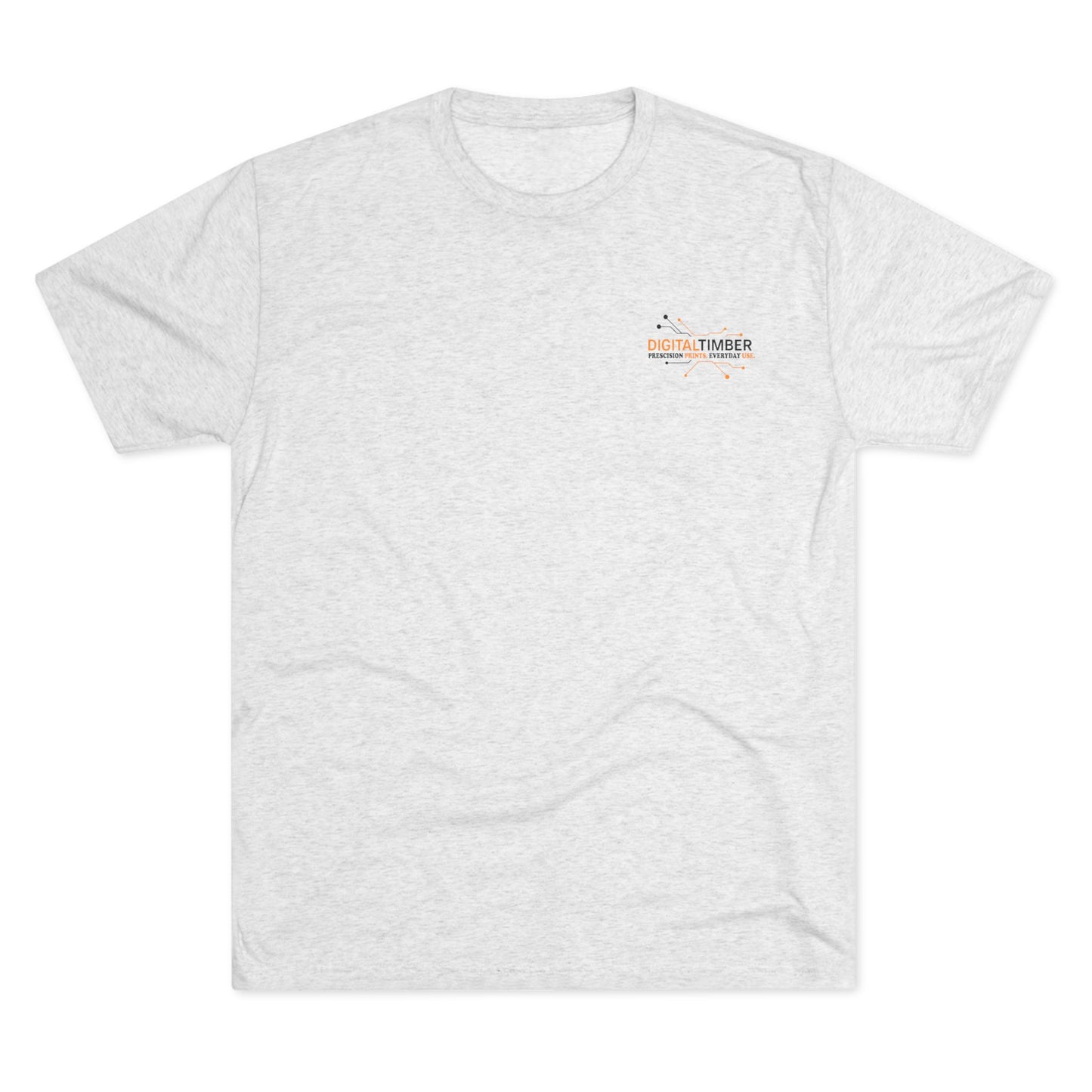 Heather gray t-shirt featuring DT tree circuit logo on back and small chest logo by DigitalTimber