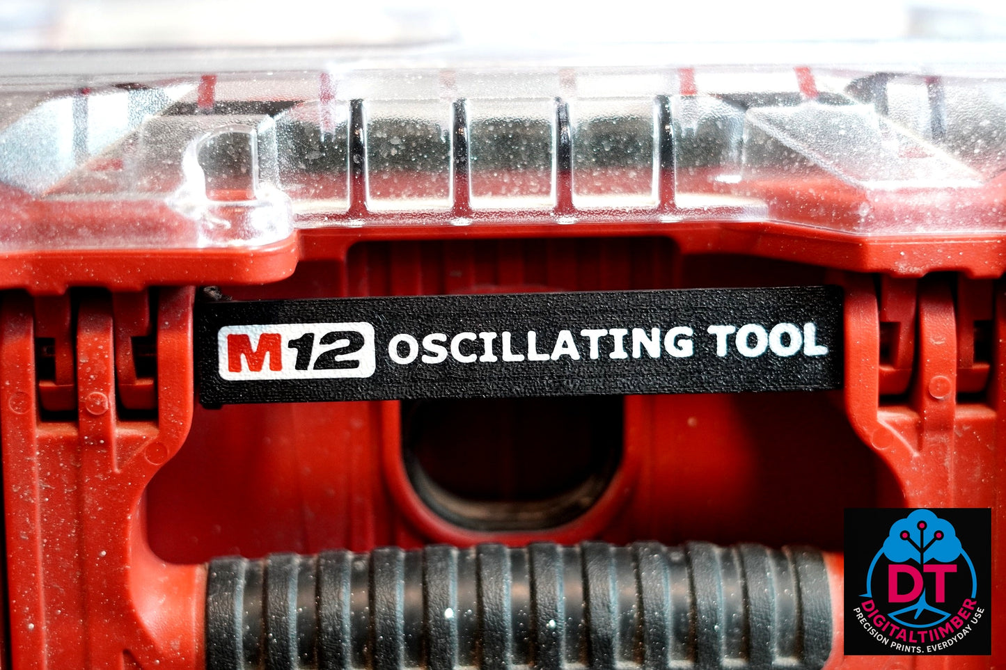 Custom Label Clip for Milwaukee Packout 48-22-8435 – Snap-In Tool Name Tabs with Hooks | Fits Round Internal Lid Mounts