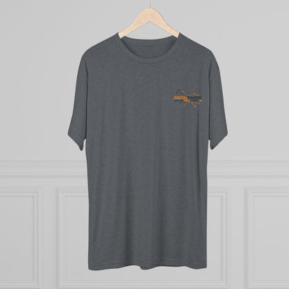 Heather gray t-shirt featuring DT tree circuit logo on back and small chest logo by DigitalTimber