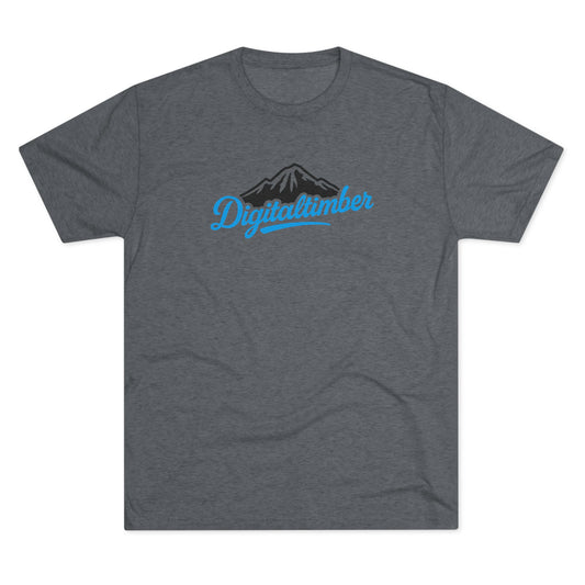 Heather gray t-shirt with bold orange and black DigitalTimber logo centered on front, classic fit