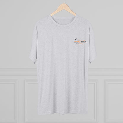 Heather gray t-shirt featuring DT tree circuit logo on back and small chest logo by DigitalTimber