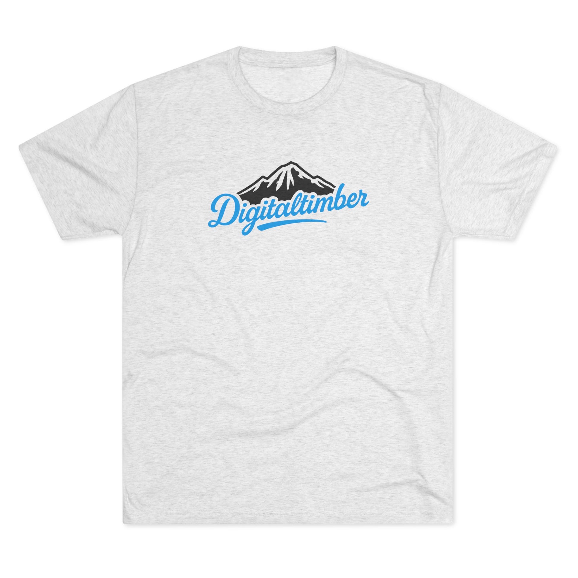Heather gray t-shirt with bold orange and black DigitalTimber logo centered on front, classic fit
