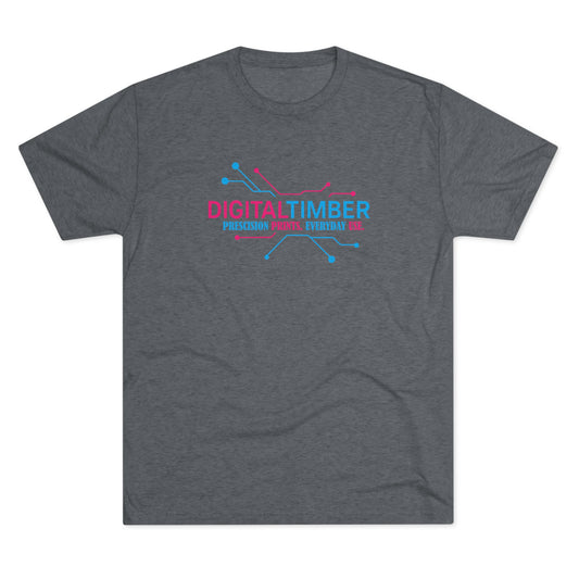 Vintage black t-shirt with crossed tools logo and bold DigitalTimber text, soft tri-blend shop tee