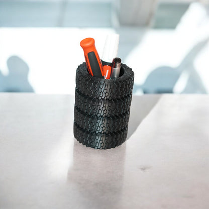 Tire Pen Holder & Business Card Display | Off-Road Desk Organizer Gift for Car Enthusiasts