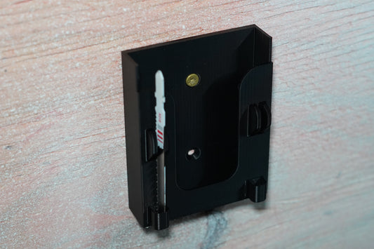Wall-Mounted Milwaukee M18 Jigsaw Holder with Blade Slots – 3D Printed Organizer